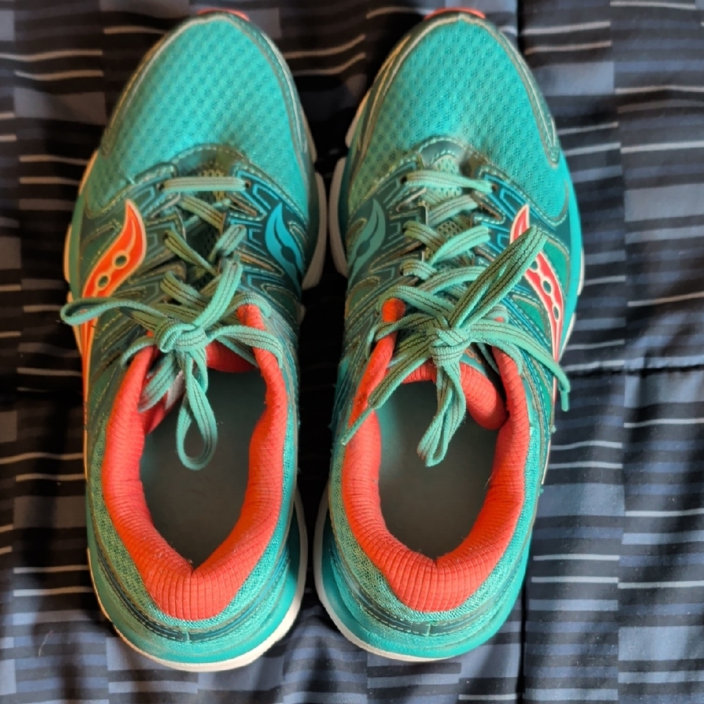 Saucony Women's Aqua and Salmon Athletic Shoes